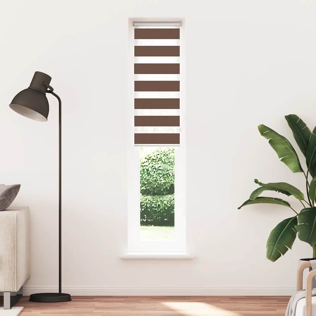 vidaXL Zebra rolgordijn 40x200 cm stofbreedte 35,9 cm polyester bruin afbeelding