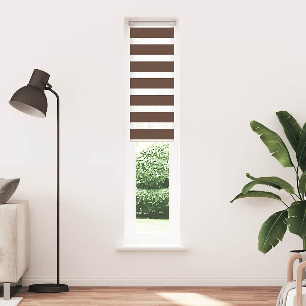 vidaXL Zebra rolgordijn 45x200 cm stofbreedte 40,9 cm polyester bruin afbeelding