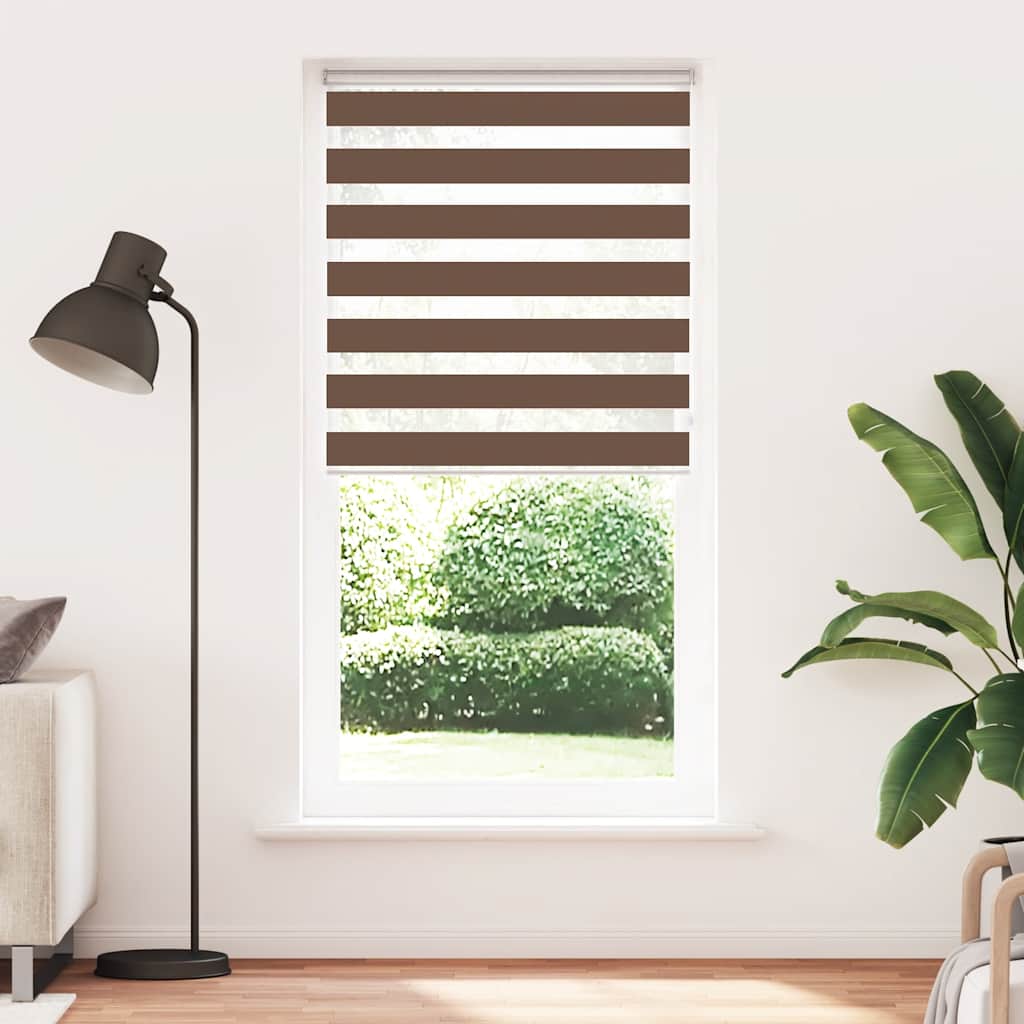 vidaXL Zebra rolgordijn 115x200 cm stofbreedte 110,9cm polyester bruin afbeelding