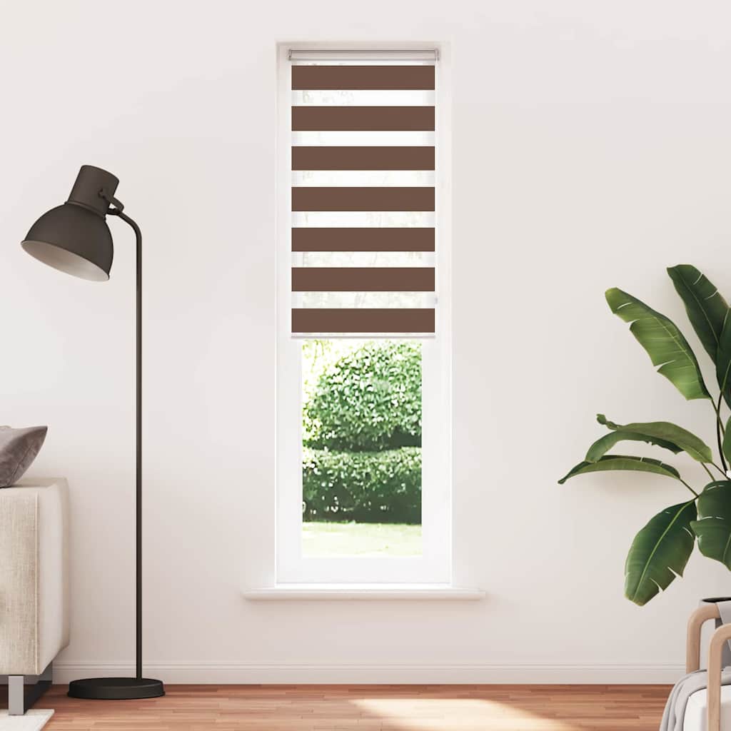 vidaXL Zebra rolgordijn 60x230 cm stofbreedte 55,9 cm polyester bruin afbeelding
