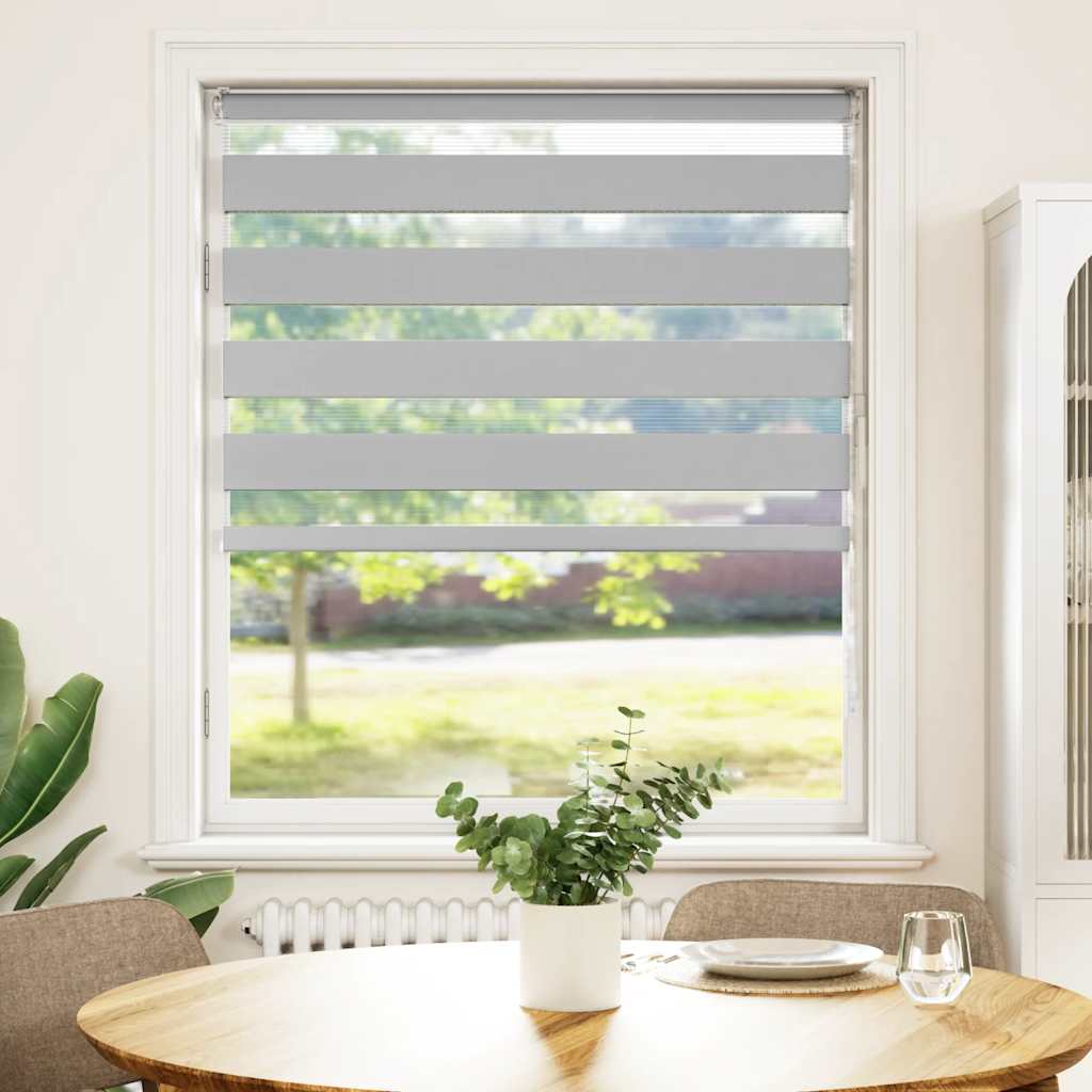vidaXL Zebra rolgordijn 115x100 cm stofbreedte 110,9 cm lichtgrijs afbeelding