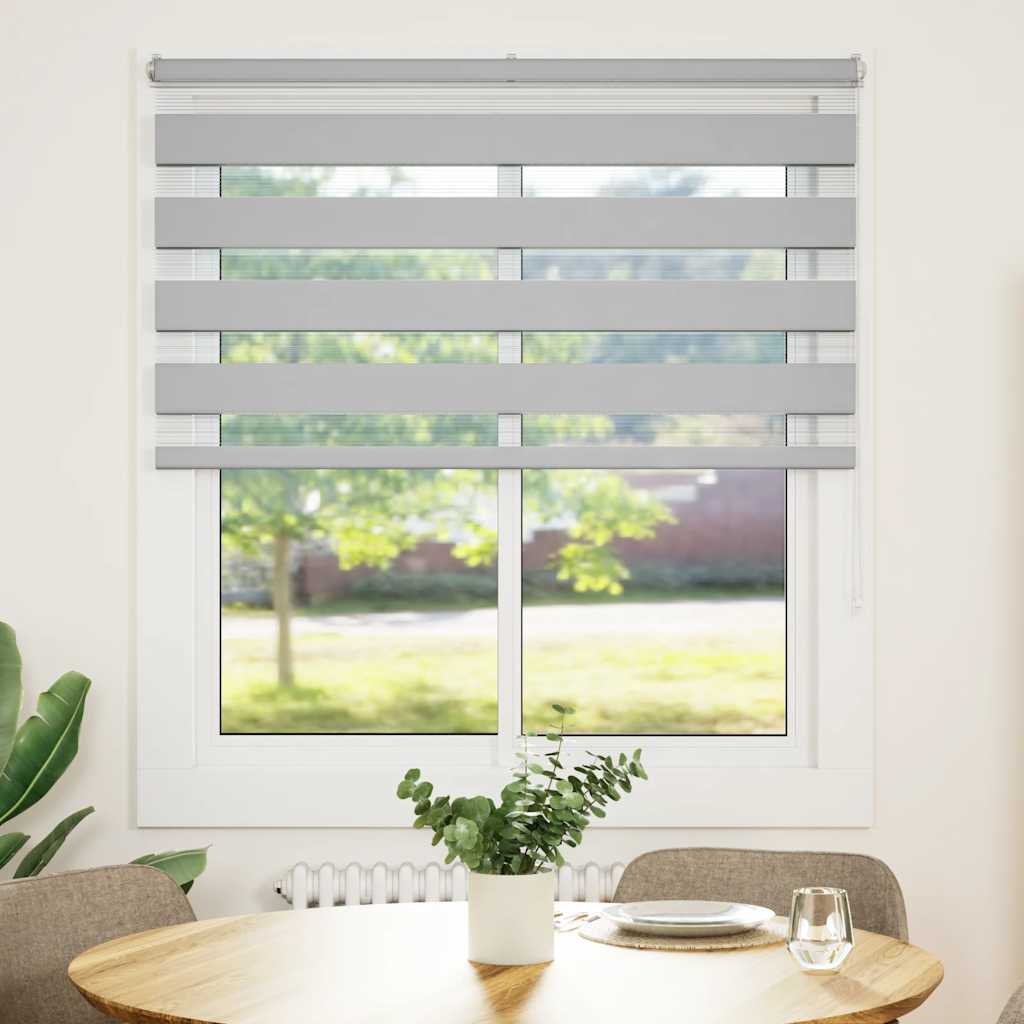 vidaXL Zebra rolgordijn 130x100 cm stofbreedte 125,9 cm lichtgrijs afbeelding