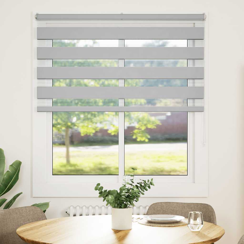 vidaXL Zebra rolgordijn 130x150 cm stofbreedte 125,9 cm lichtgrijs afbeelding