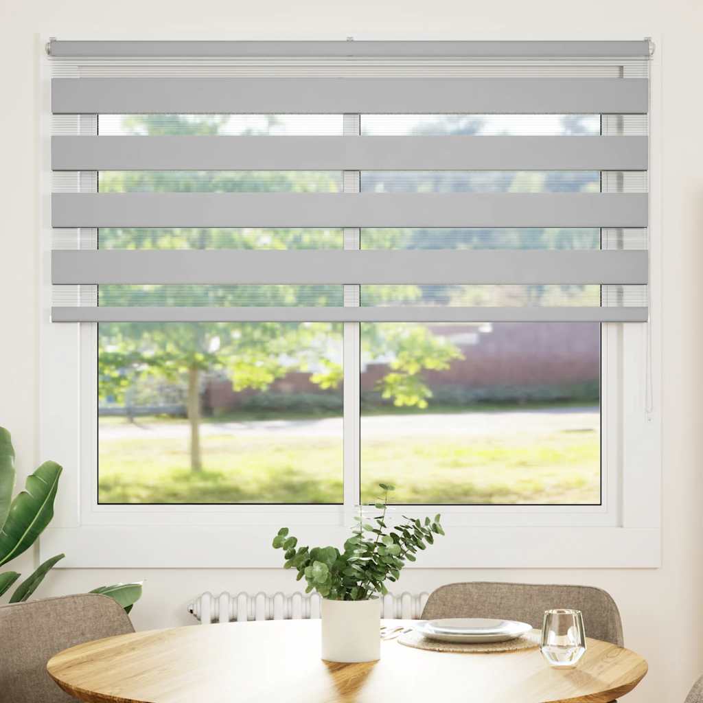 vidaXL Zebra rolgordijn 165x150 cm stofbreedte 160,9 cm lichtgrijs afbeelding