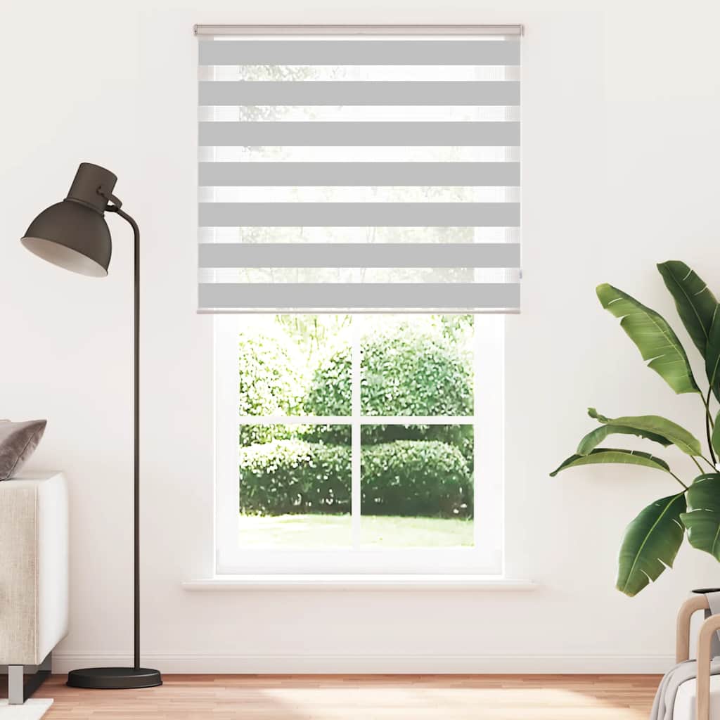 vidaXL Zebra rolgordijn 130x200 cm stofbreedte 125,9 cm lichtgrijs afbeelding