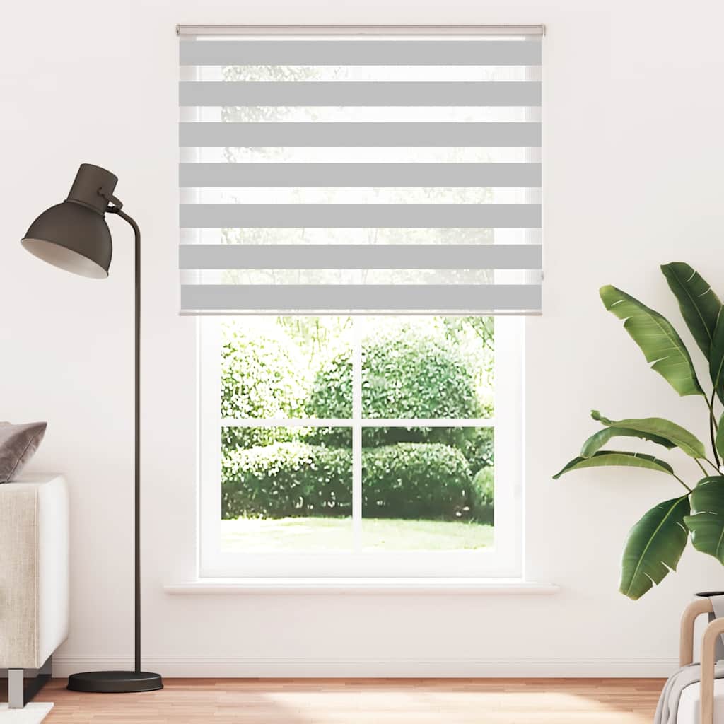 vidaXL Zebra rolgordijn 140x200 cm stofbreedte 135,9 cm lichtgrijs afbeelding