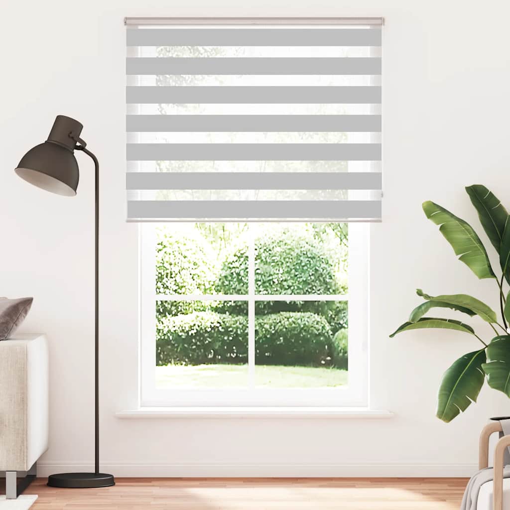 vidaXL Zebra rolgordijn 145x200 cm stofbreedte 140,9 cm lichtgrijs afbeelding