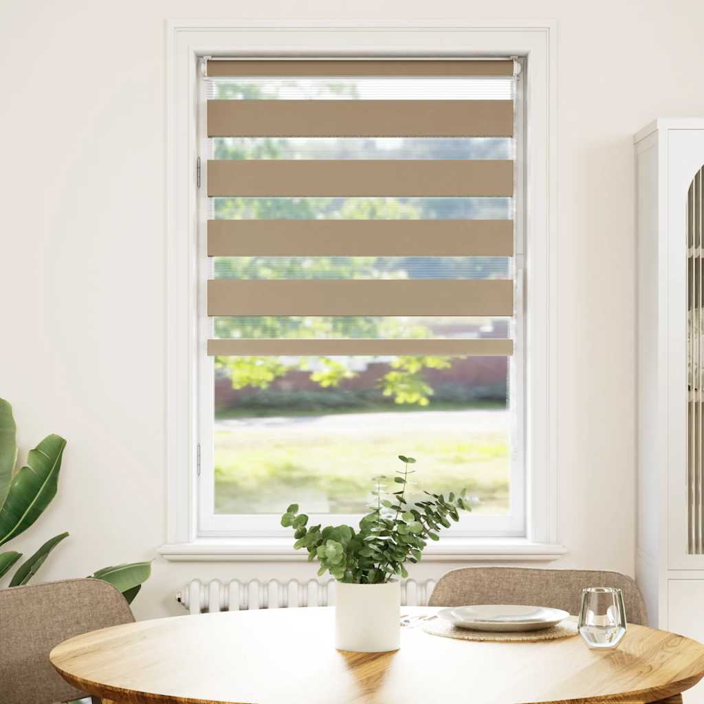 vidaXL Zebra Blind 85x100 cm stofbreedte 80,9 cm polyester zandbruin afbeelding