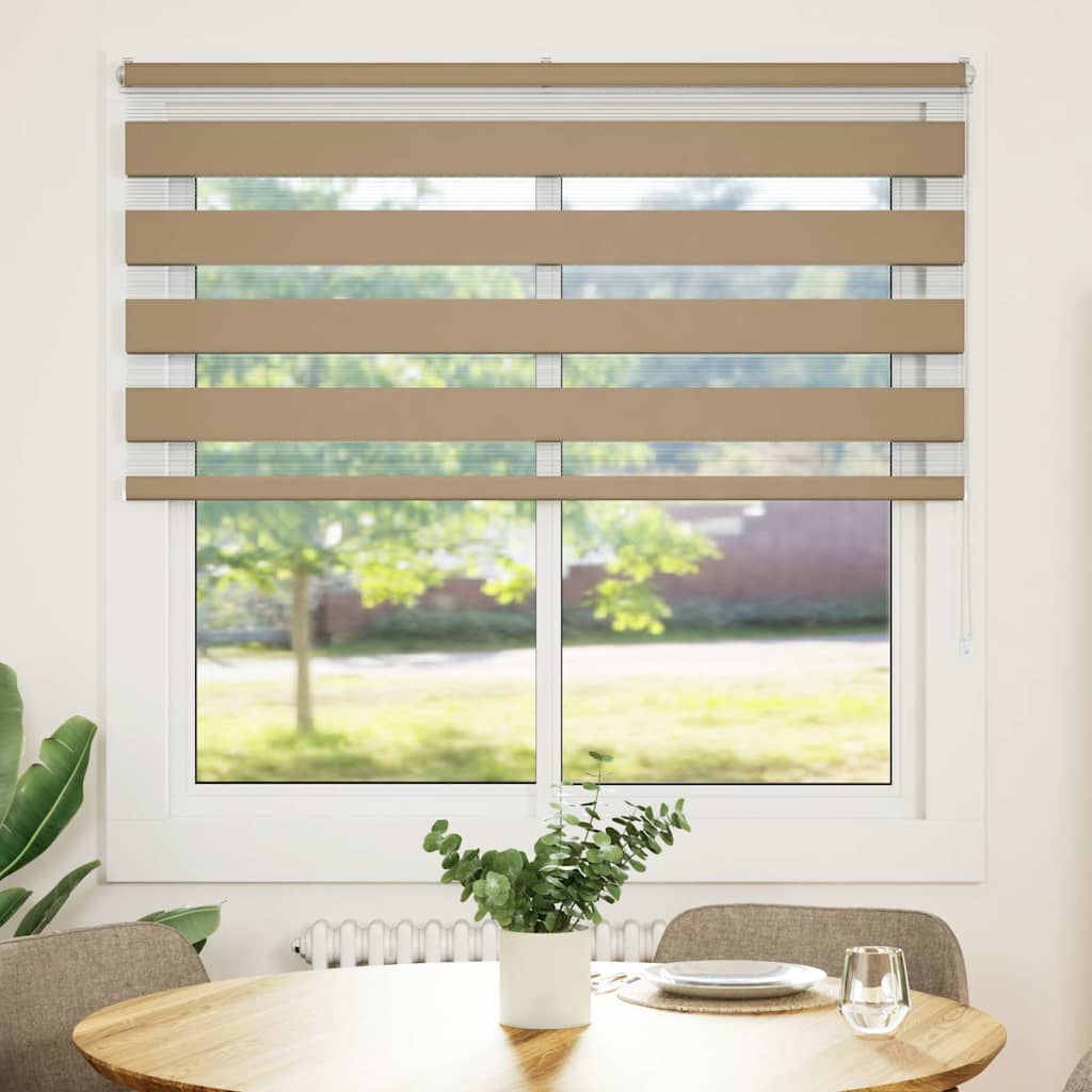 vidaXL Zebra Blind 145x100 cm stofbreedte 140,9 cm polyester zandbruin afbeelding