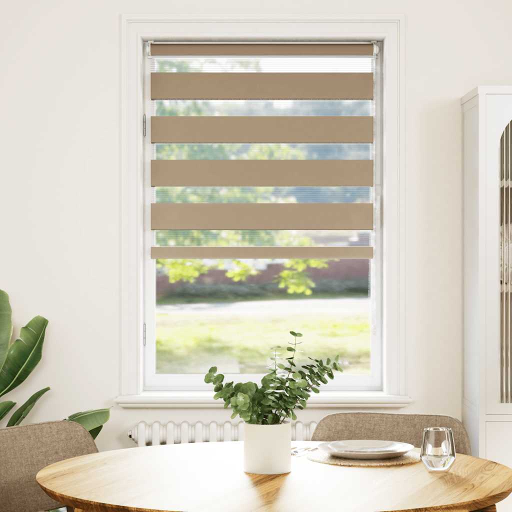 Thumbnail - vidaXL Doppelrollo Sandbraun 70x150 cm Stoffbreite 65,9 cm Polyester