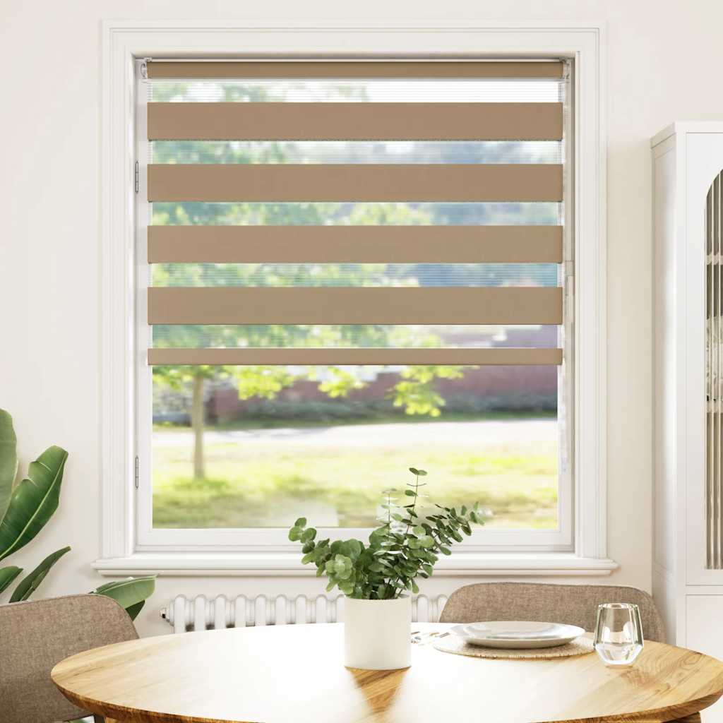 vidaXL Zebra Blind 115x150 cm stofbreedte 110,9 cm polyester zandbruin afbeelding