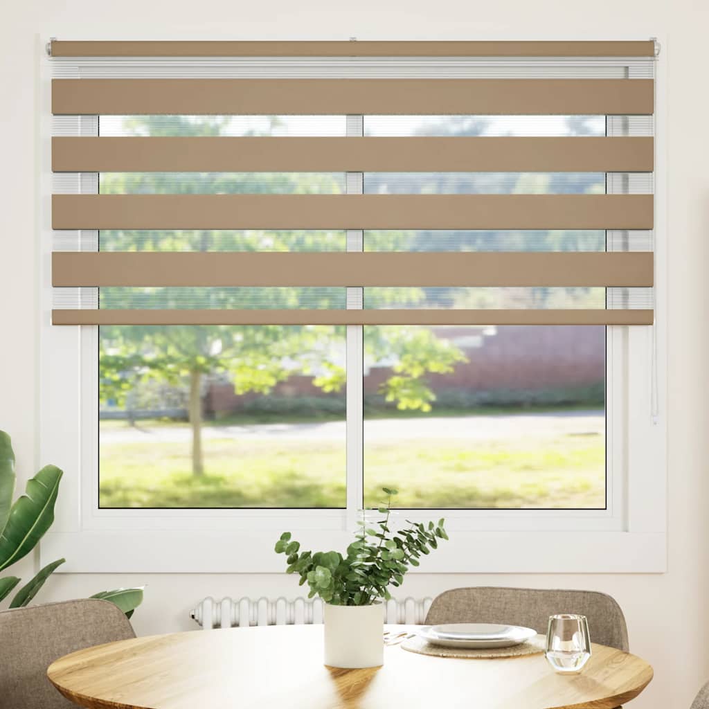 vidaXL Zebra Blind 155x150 cm stofbreedte 150,9 cm polyester zandbruin afbeelding