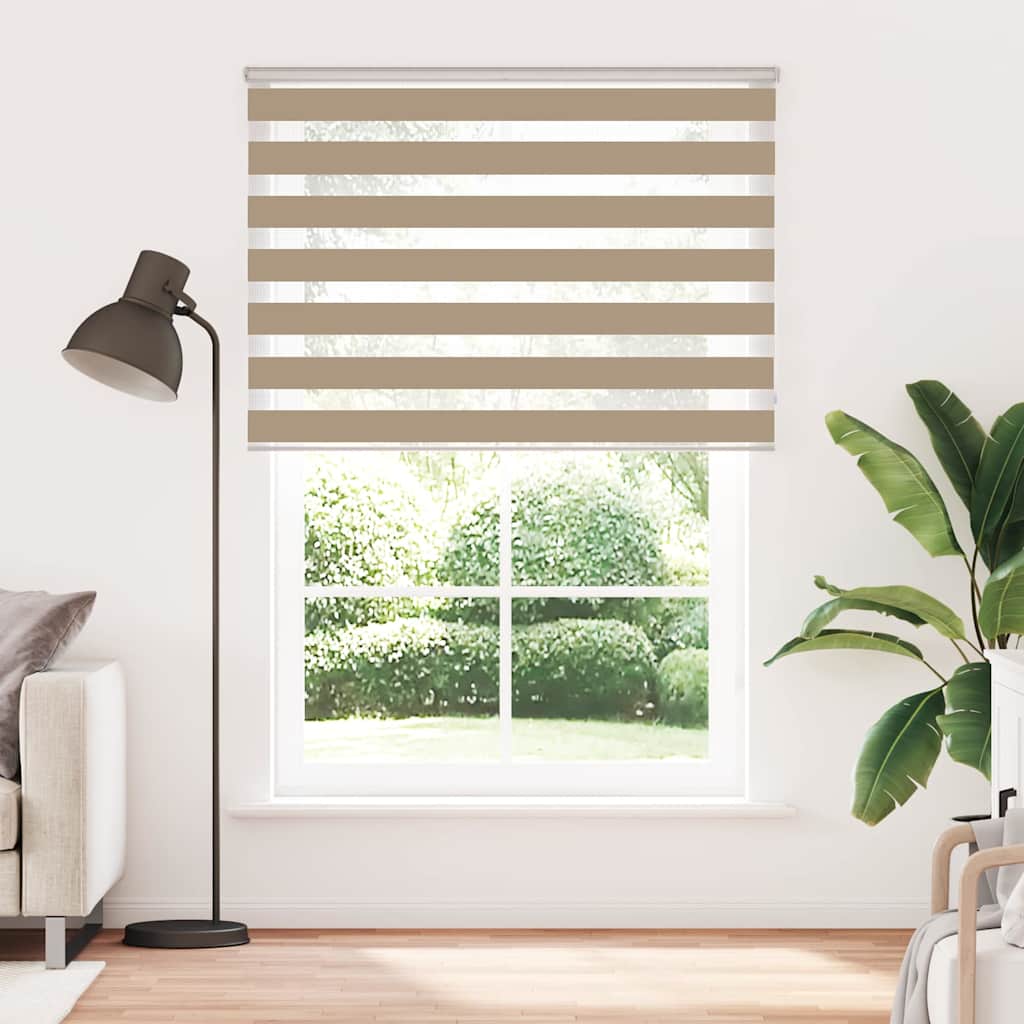 vidaXL Zebra Blind 155x200 cm stofbreedte 150,9 cm polyester zandbruin afbeelding