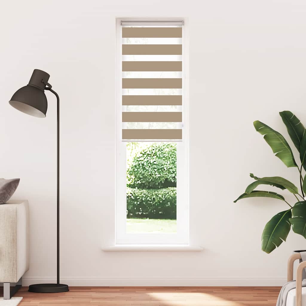 Thumbnail - vidaXL Doppelrollo Sandbraun 65x230 cm Stoffbreite 60,9 cm Polyester