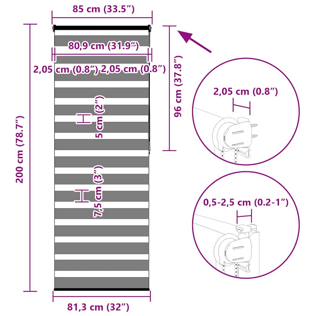 Zebra roleta bílá 85x200 cm šířka látky 80,9 cm polyester - obrázek 16