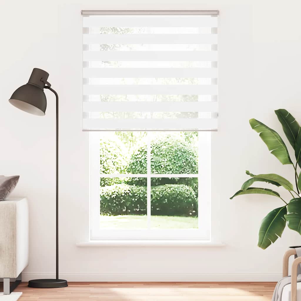 vidaXL Zebra rolgordijn 125x200 cm stofbreedte 120,9cm polyester wit afbeelding
