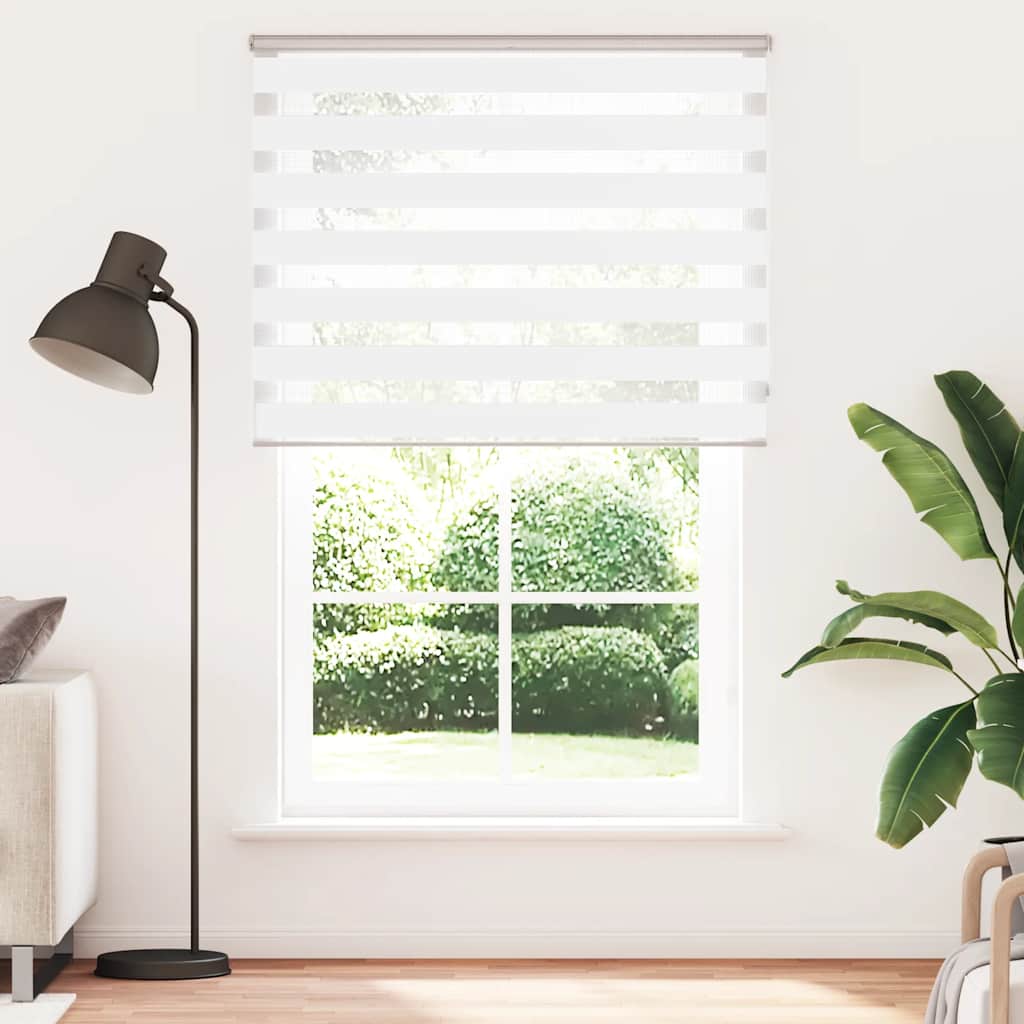 vidaXL Zebra rolgordijn 140x200 cm stofbreedte 135,9cm polyester wit afbeelding