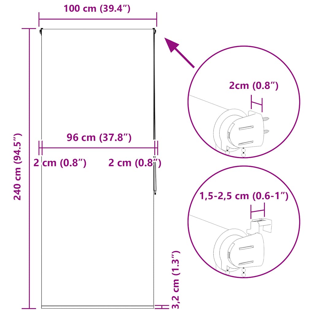 Rolo zavesa za prho 100x240 cm širina tkanine 96 cm