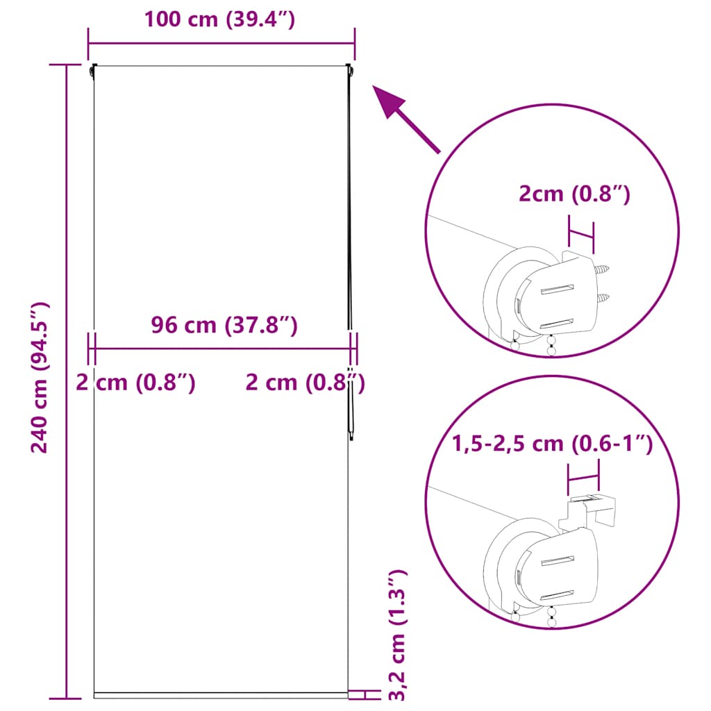 Rolo zavesa za prho 100x240 cm širina tkanine 96 cm