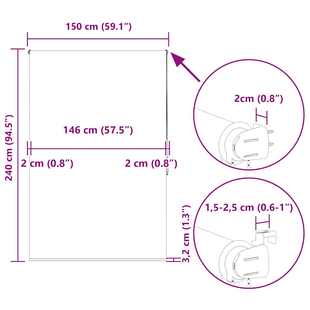 Rolo zavesa za prho 150x240 cm širina tkanine 146 cm