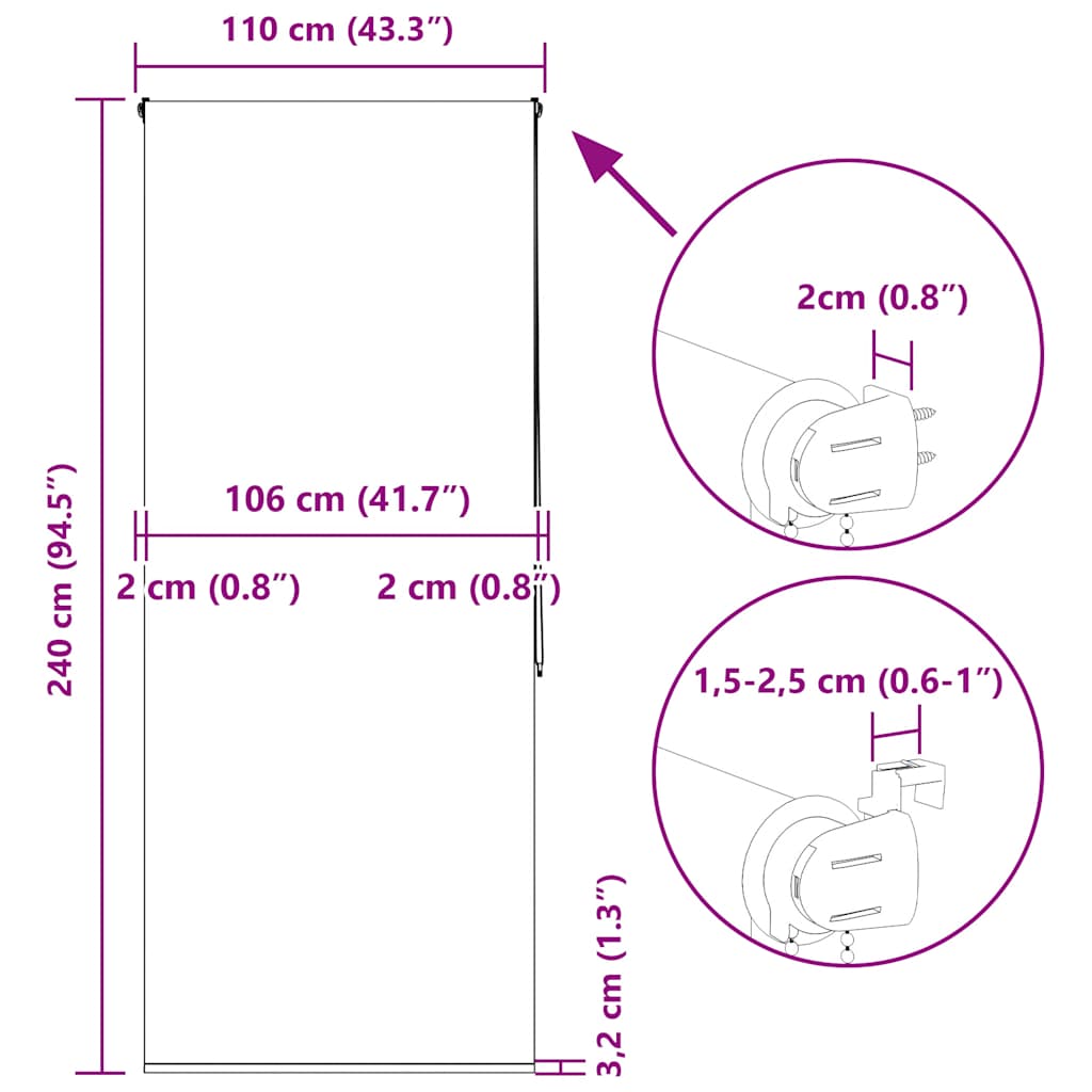 Rolo zavesa za prho 110x240 cm širina tkanine 106 cm