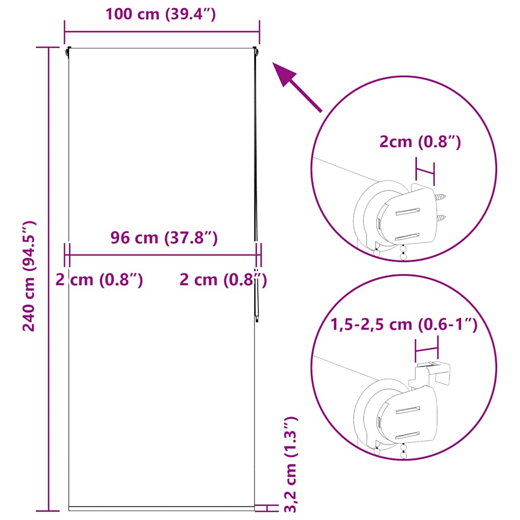 Rolo zavesa za prho 100x240 cm širina tkanine 96 cm