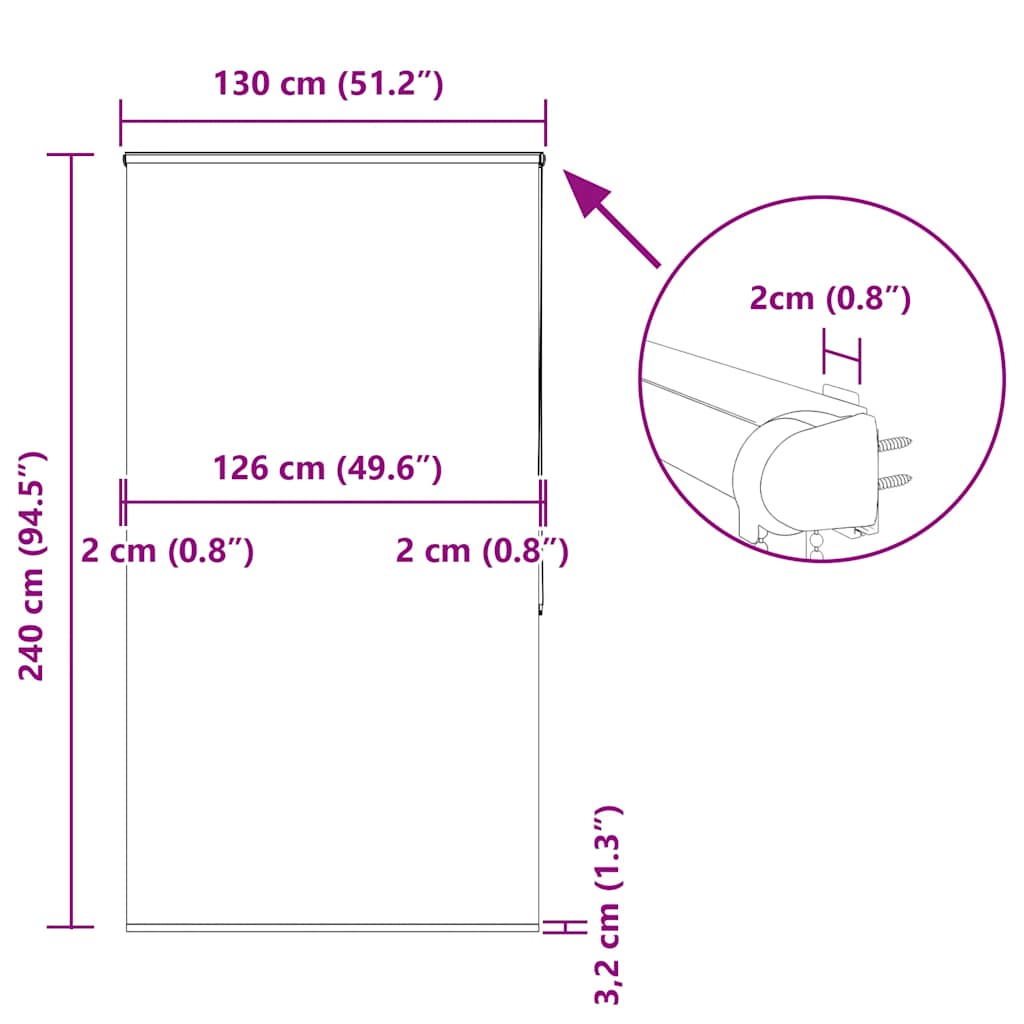 Zuhanyzó redőny kazettával 130x240 cm szövet szélessége 126 cm 