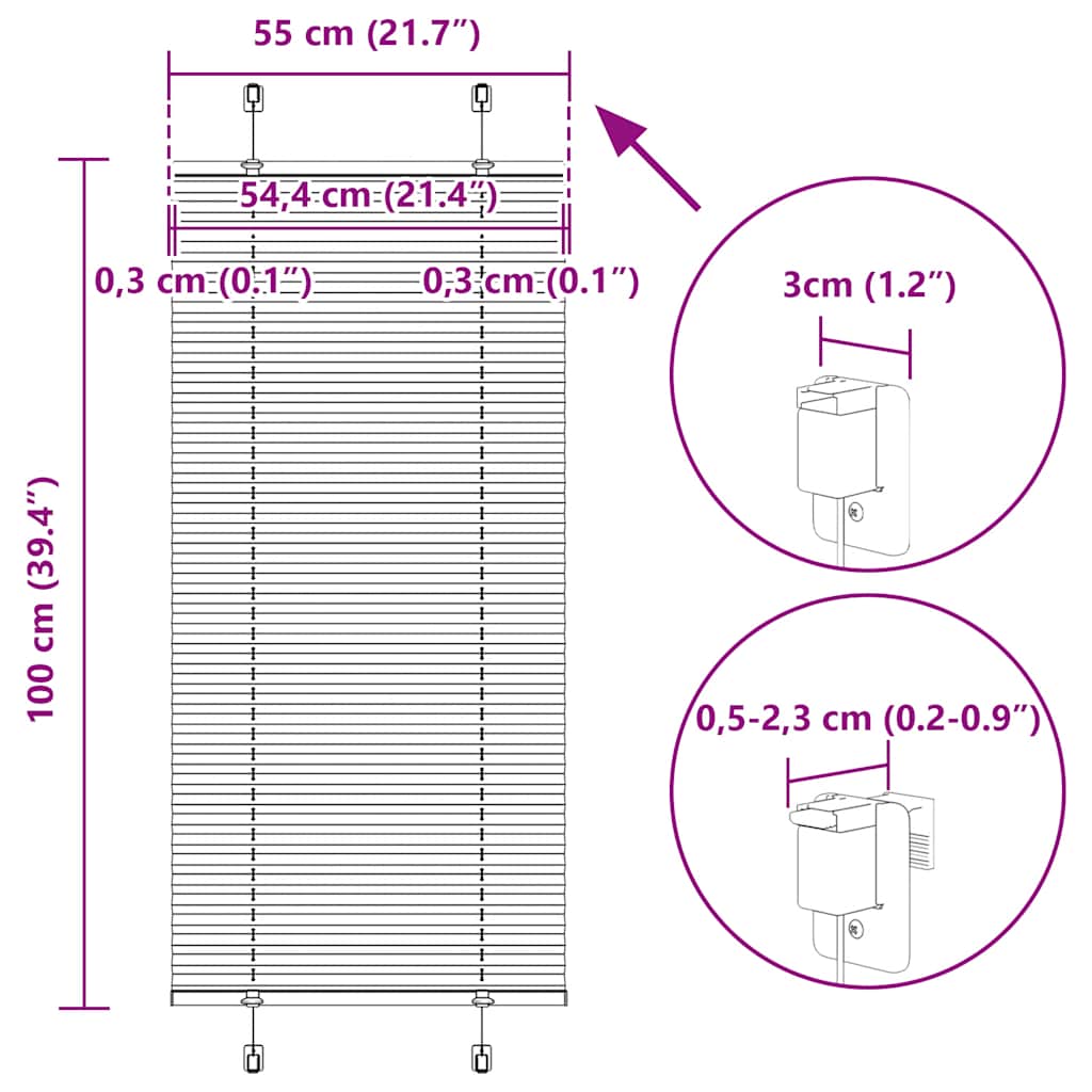 Plisovaná roleta antracitová 55x100 cm Šířka látky 54,4 cm - obrázek 14