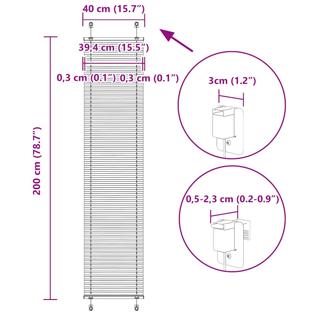Plisovaná roleta antracitová 40x200 cm Šířka látky 39,4 cm - obrázek 14