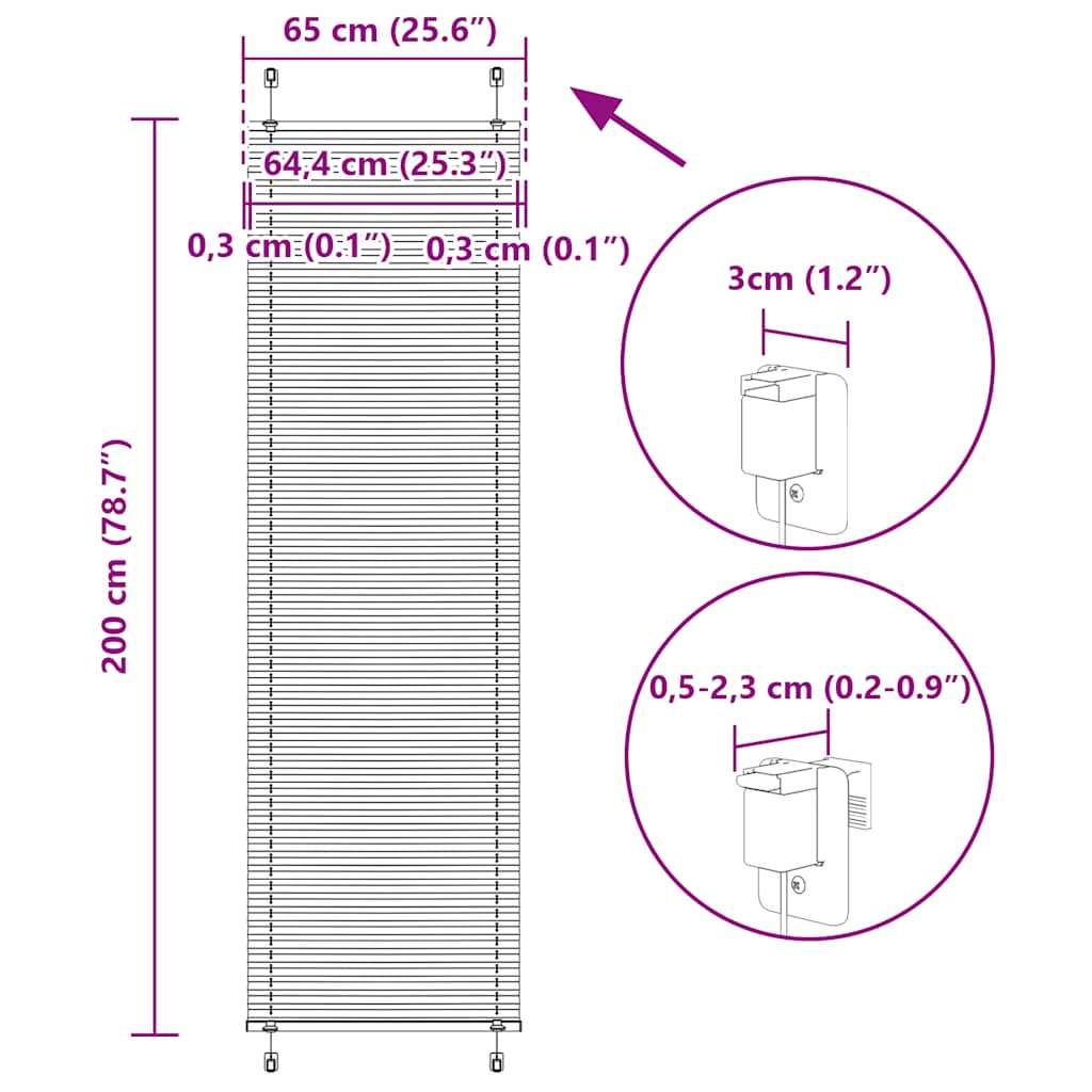 Plisovaná roleta antracitová 65x200 cm Šířka látky 64,4 cm - obrázek 14