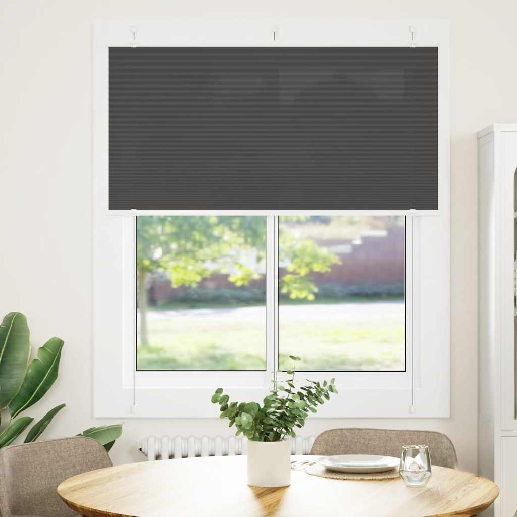 vidaXL Plissé rolgordijn 115x150cm stofbreedte 114,4cm polyester zwart afbeelding