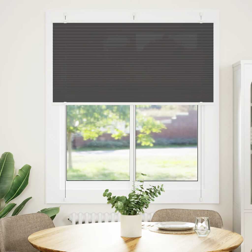 vidaXL Plissé rolgordijn 120x150cm stofbreedte 119,4cm polyester zwart afbeelding