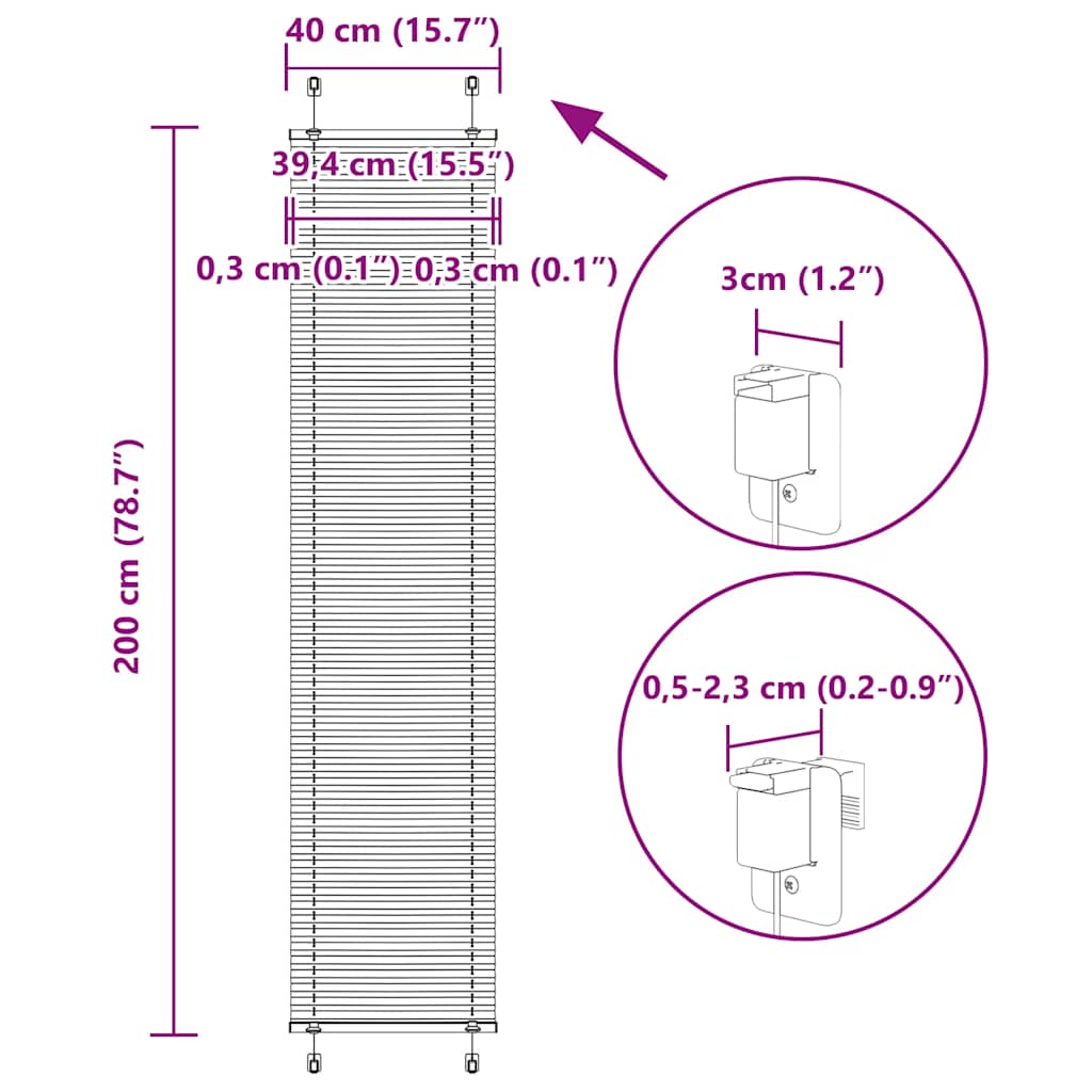 Plisovaná roleta černá 40x200 cm Šířka látky 39,4 cm Polyester - obrázek 14
