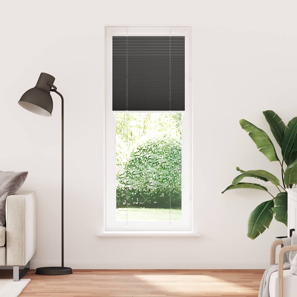 vidaXL Plissé rolgordijn 70x200 cm stofbreedte 69,4 cm polyester zwart afbeelding