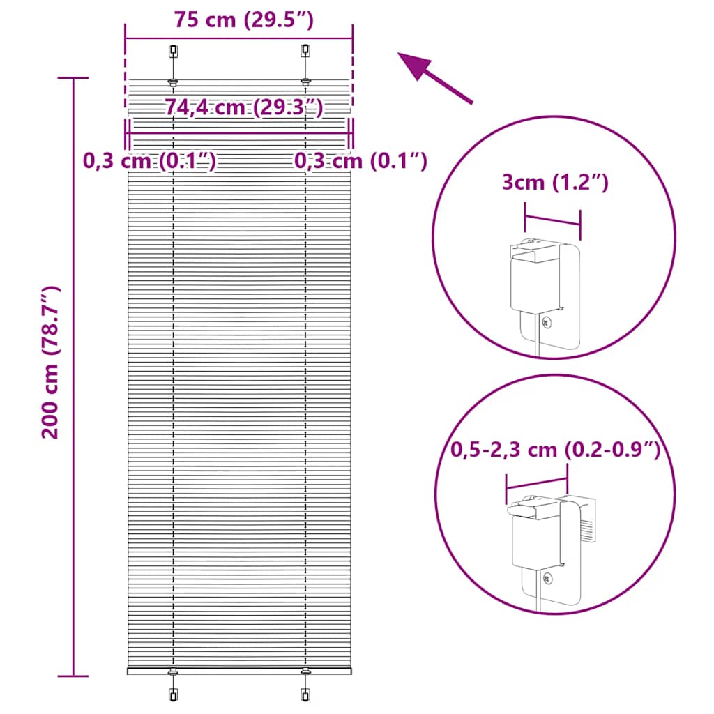 Plisovaná roleta černá 45x200 cm Šířka látky 44,4 cm Polyester - obrázek 14