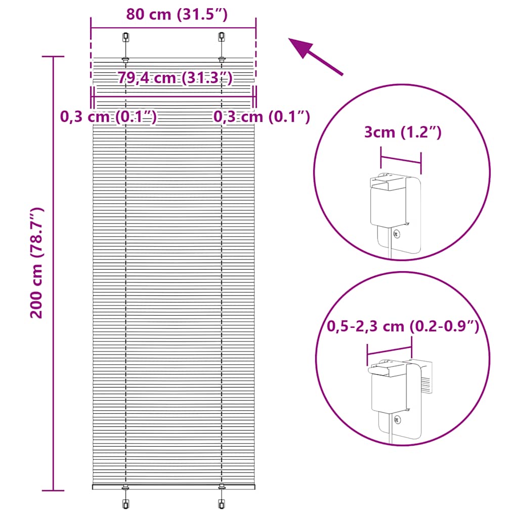 Plisovaná roleta černá 50x200 cm Šířka látky 49,4 cm Polyester - obrázek 14