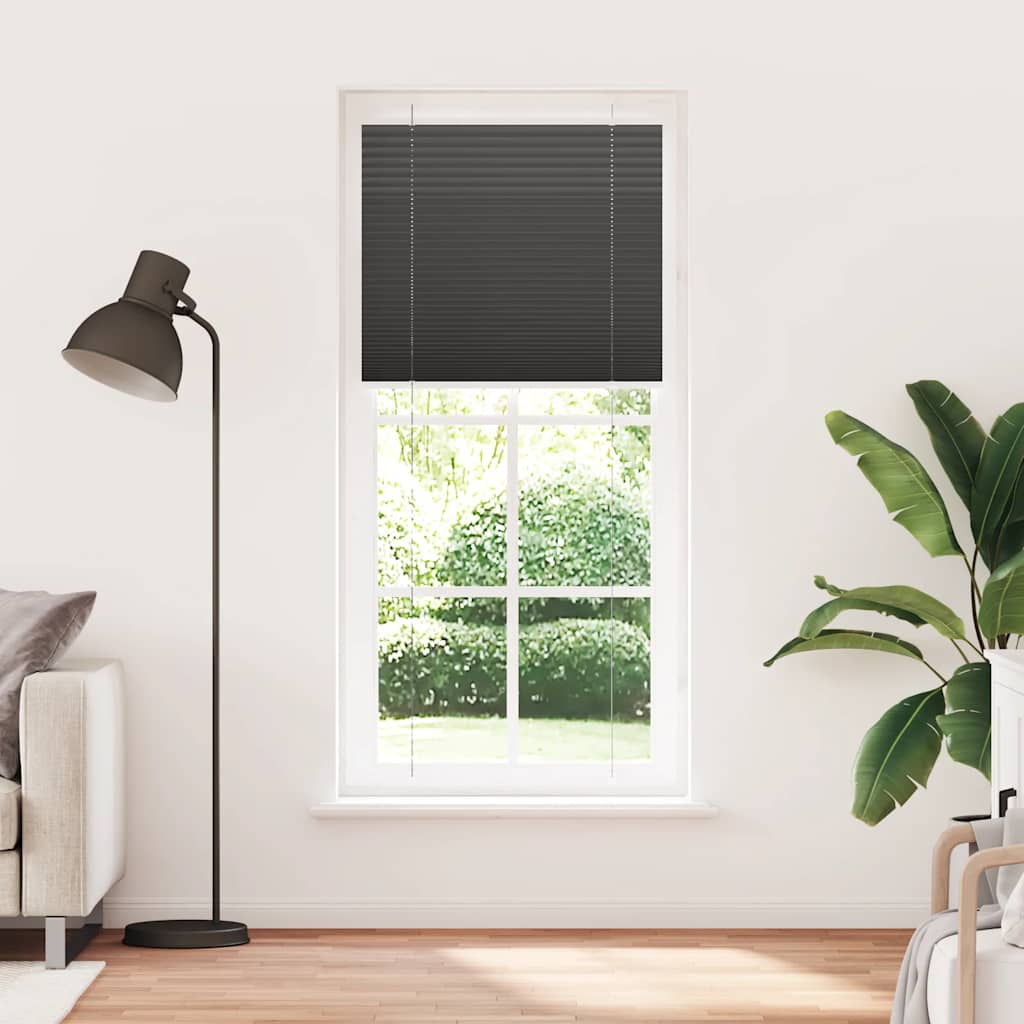 vidaXL Jaluzea plisată negru 85x200 cm Lățime țesătură 84,4cm poliester