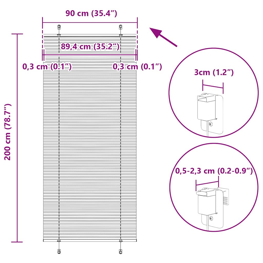 Plisovaná roleta černá 90x200 cm Šířka látky 89,4 cm Polyester - obrázek 14