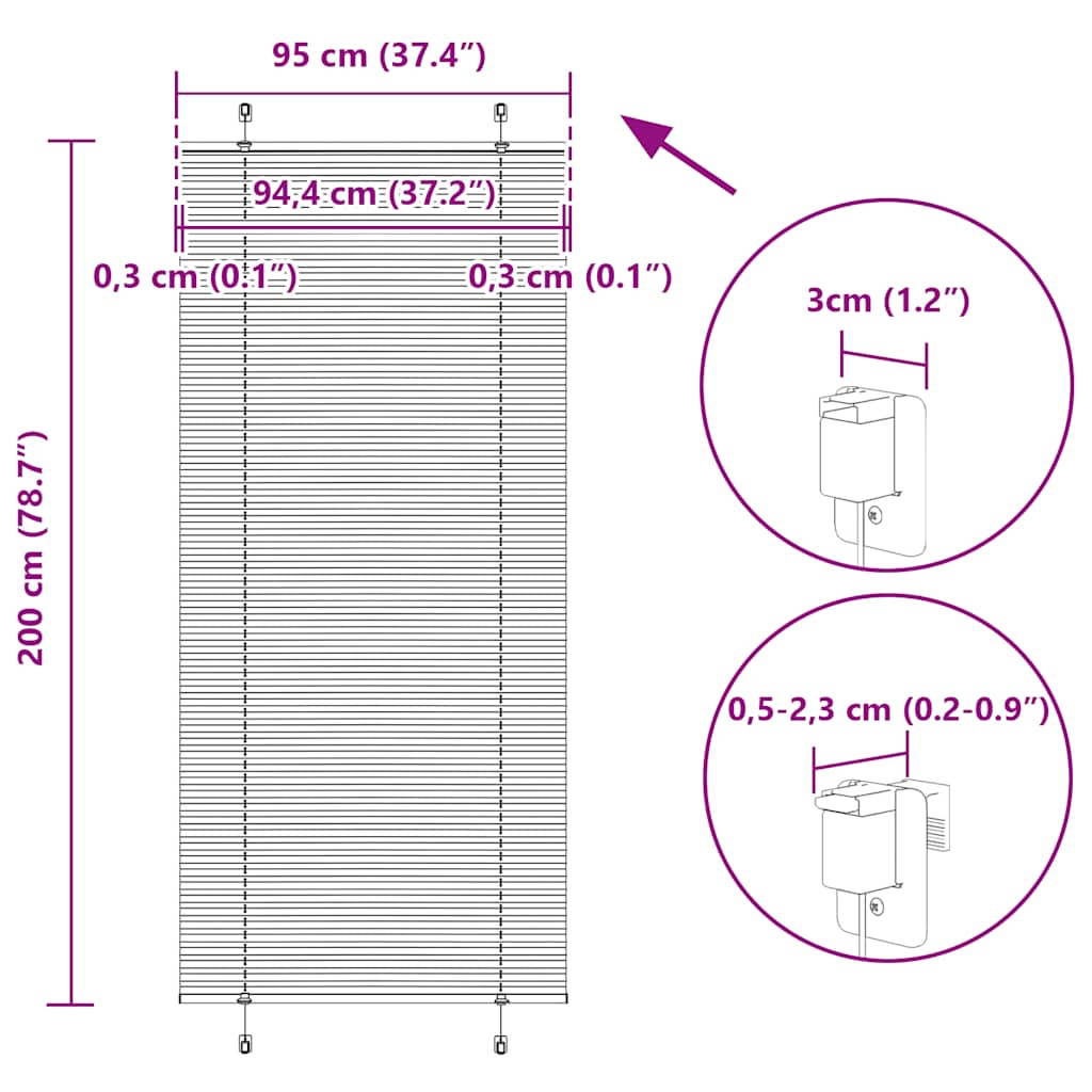 Plisovaná roleta černá 95x200 cm Šířka látky 94,4 cm Polyester - obrázek 14