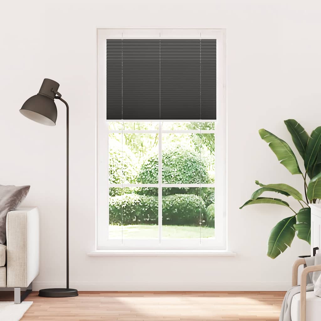 vidaXL Plissé rolgordijn 105x200cm stofbreedte 104,4cm polyester zwart afbeelding