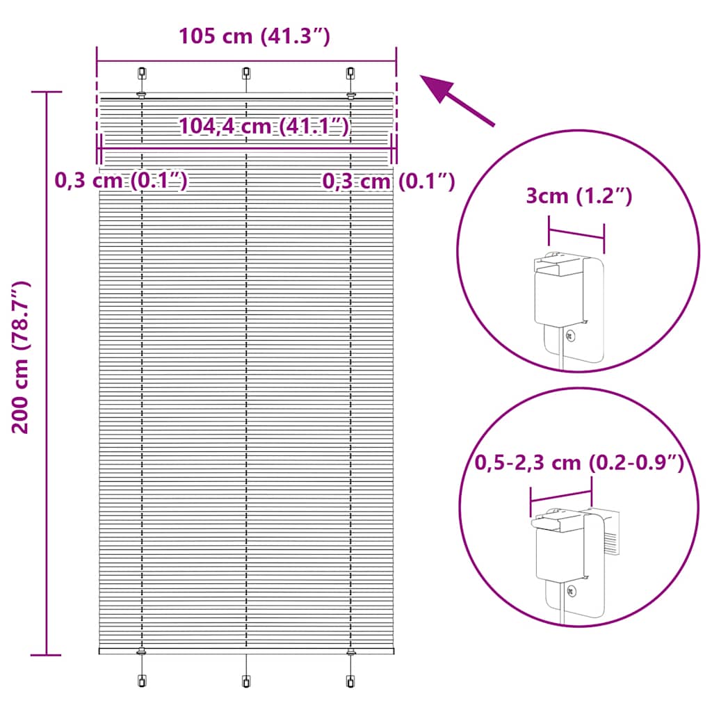 Plisovaná roleta černá 105x200 cm Šířka látky 104,4cm Polyester - obrázek 14