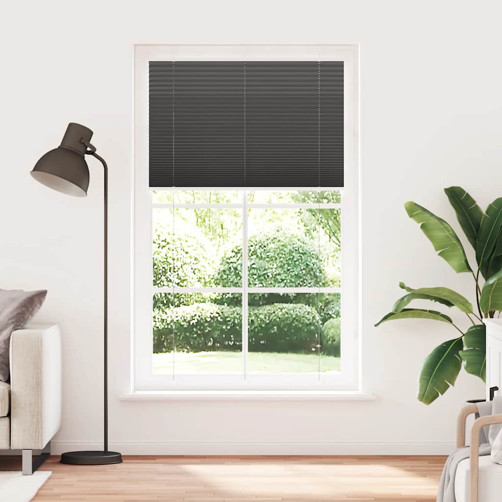 vidaXL Plissé rolgordijn 115x200cm stofbreedte 114,4cm polyester zwart afbeelding