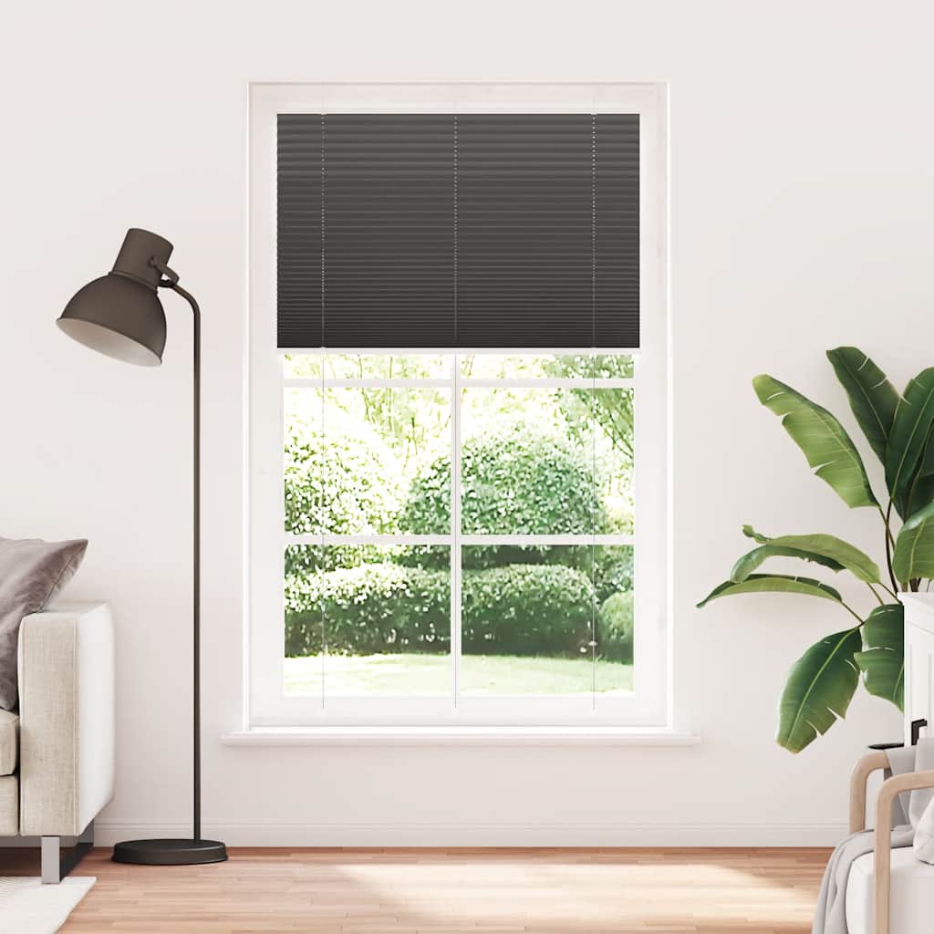 vidaXL Plissé rolgordijn 120x200cm stofbreedte 119,4cm polyester zwart afbeelding