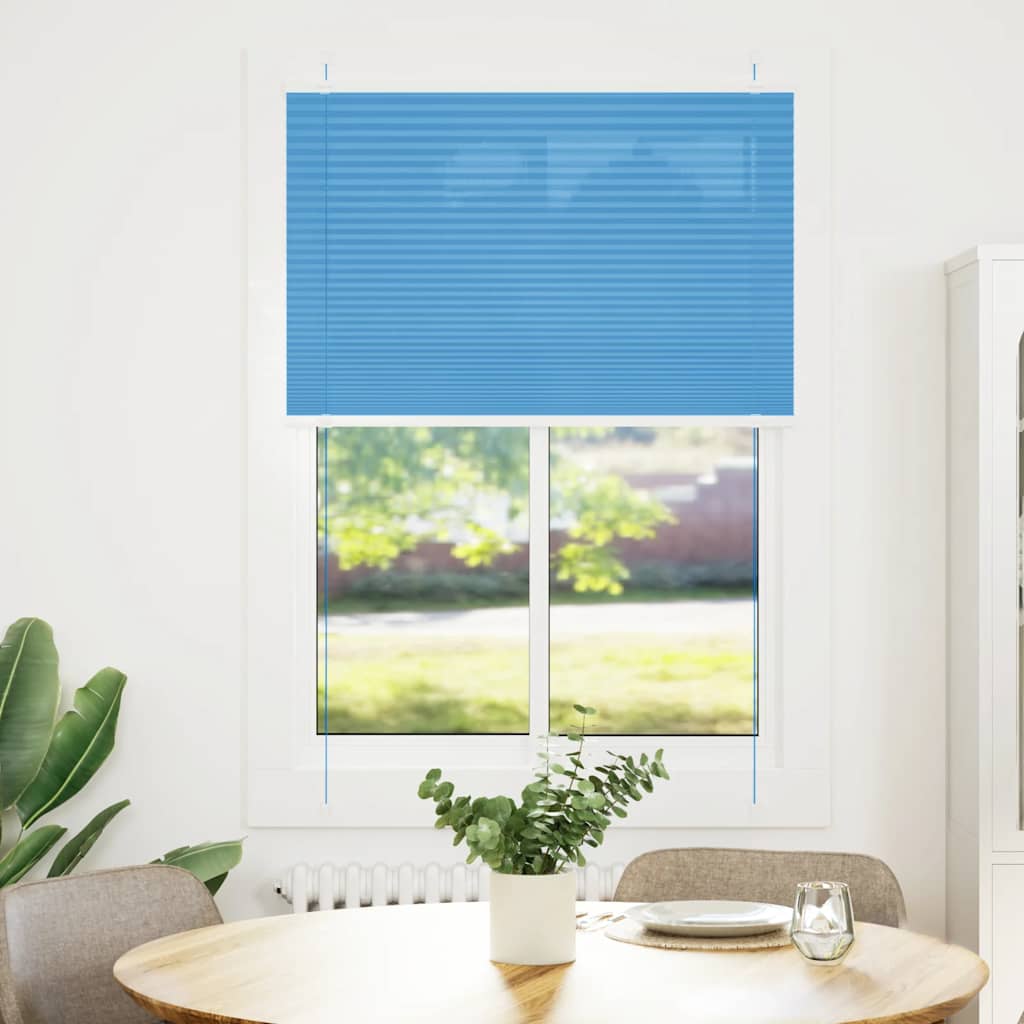 vidaXL Plissé rolgordijn 85x100 cm stofbreedte 84,4 cm polyester blauw afbeelding