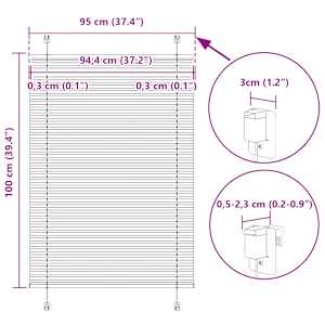 Plisovaná roleta modrá 95x100 cm Šířka látky 94,4 cm Polyester - obrázek 14