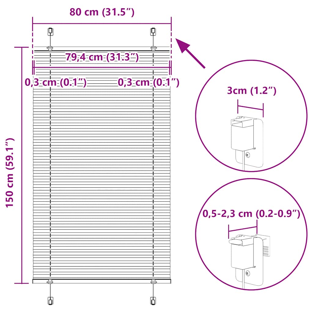 Plisovaná roleta modrá 80x150 cm Šířka látky 79,4 cm Polyester - obrázek 14