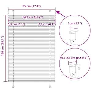 Plisovaná roleta modrá 95x150 cm Šířka látky 94,4 cm Polyester - obrázek 14
