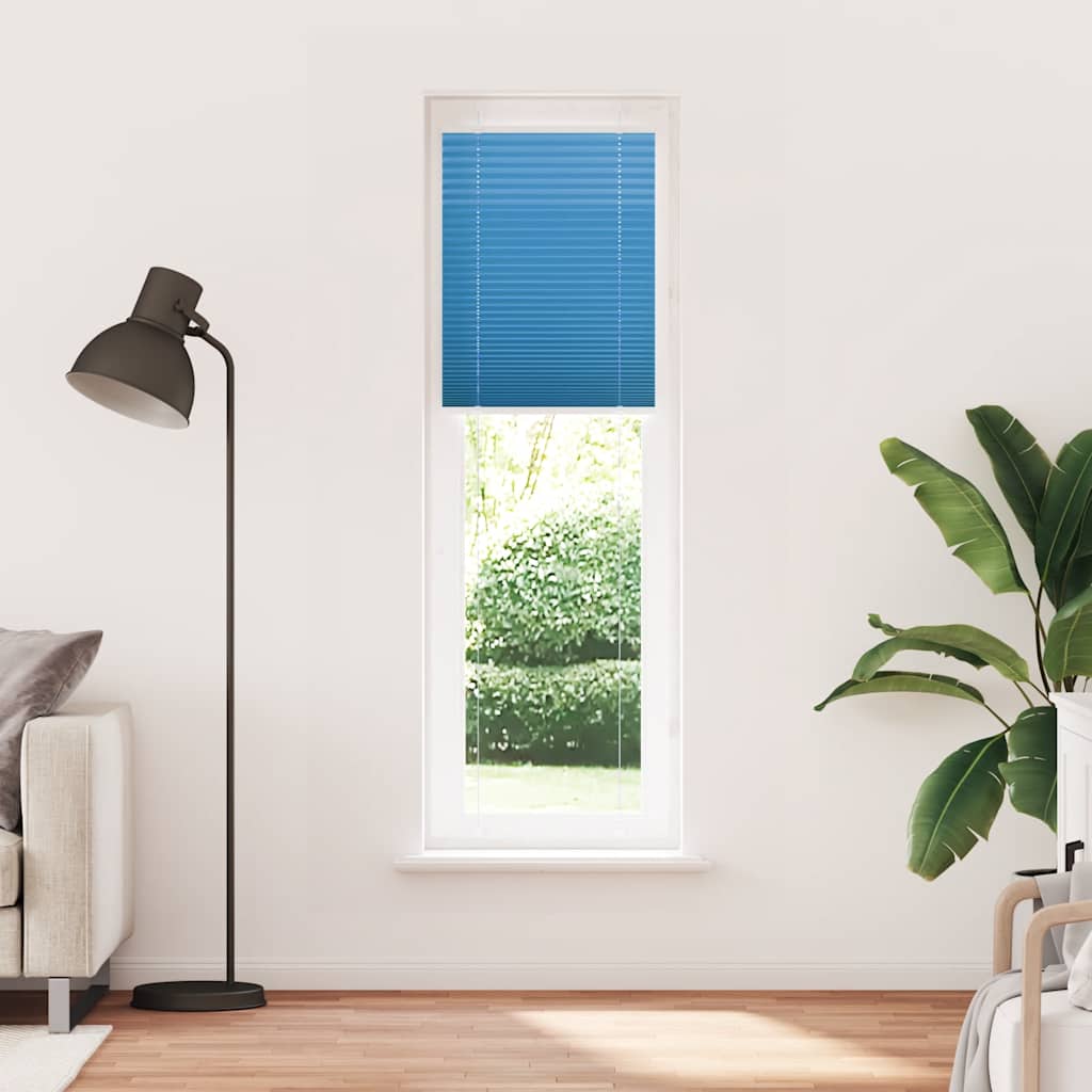 vidaXL Plissé rolgordijn 65x200 cm stofbreedte 64,4 cm polyester blauw afbeelding