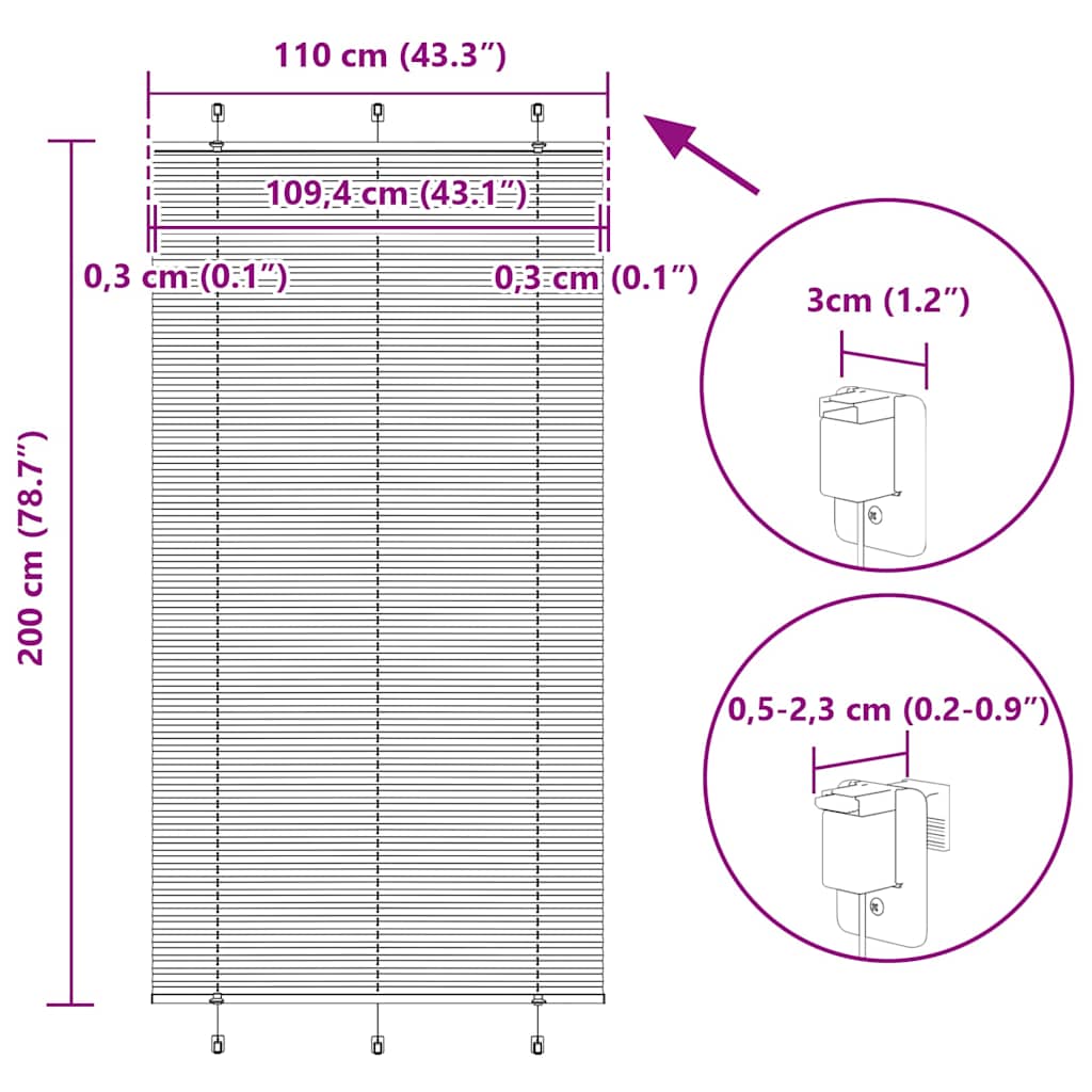Plisovaná roleta modrá 110x200 cm Šířka látky 109,4cm Polyester - obrázek 14
