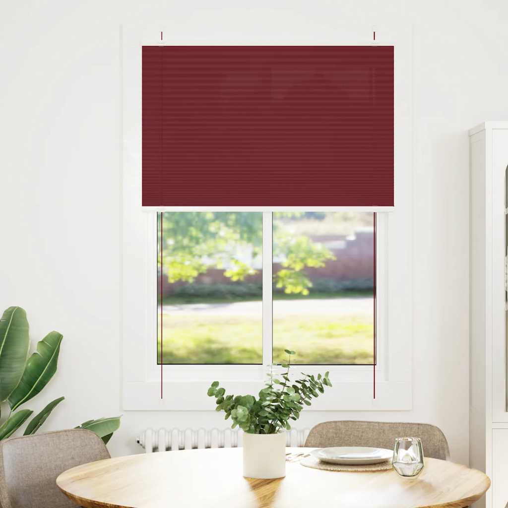 vidaXL Plissé rolgordijn 90x100 cm stofbreedte 89,4 cm bordeauxrood afbeelding